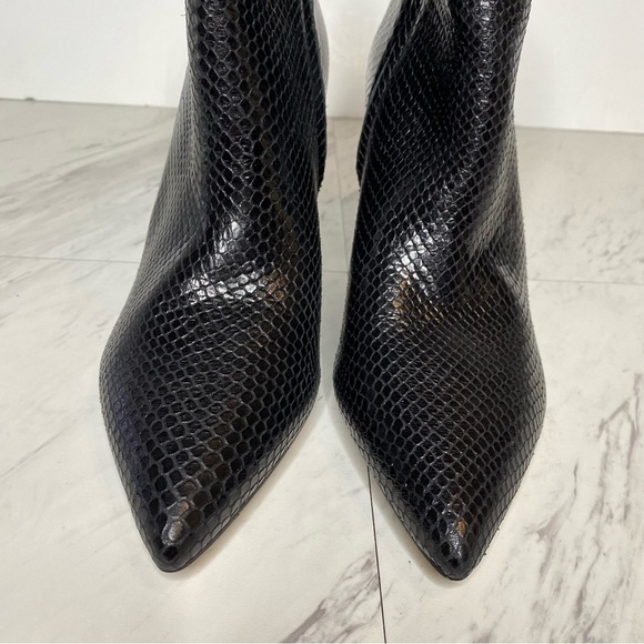 Marc Fisher Ulani Black Snake Print Leather Pointy Toe Bootie 11M - Picture 10 of 14